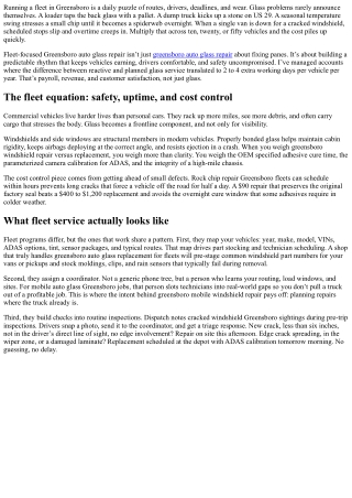 Greensboro Auto Glass Repair: Fleet Services for Local Businesses