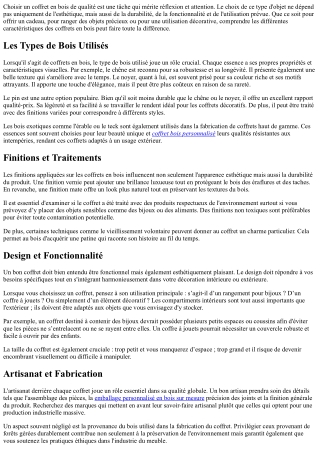 Comment Choisir un Coffret Bois de Qualité