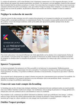 Les erreurs fréquentes en matière de création de présentoirs et comment les évit