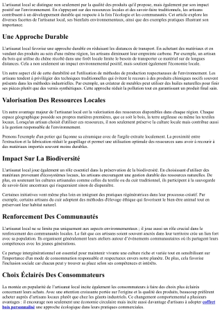 Focus Sur L'Artisanat Local Et Ses Bienfaits Pour L'environnement!