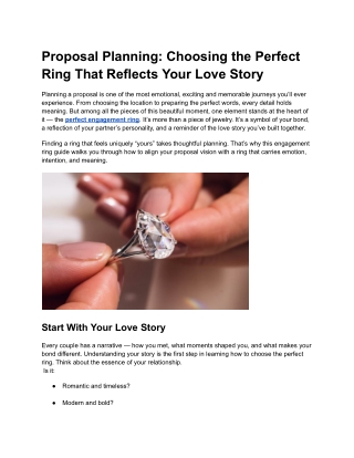 Proposal Planning_ Choosing the Perfect Ring That Reflects Your Love Story