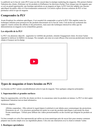 Comparatif des solutions PLV pour différents types de magasins
