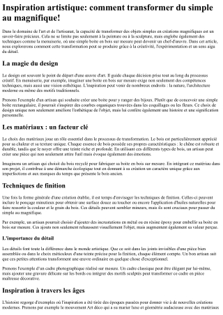 Inspiration artistique comment transformer du simple au magnifique!