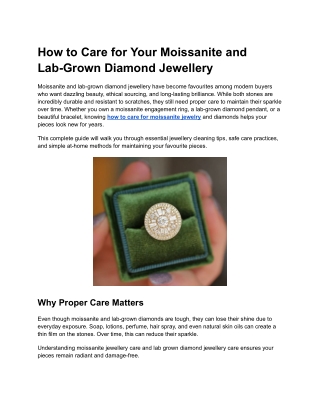 How to Care for Your Moissanite and Lab-Grown Diamond Jewellery