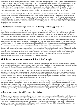 Mobile Auto Glass Repair Greensboro: Winter and Summer Service Tips