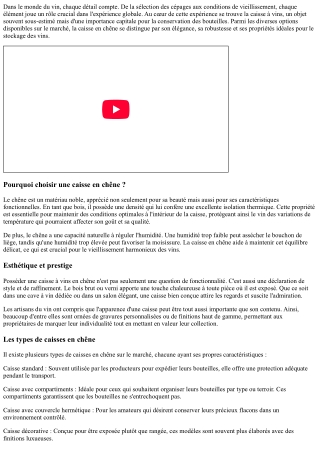 Caisse à Vins En Chêne : Luxe et Qualité au Rendez-Vous !