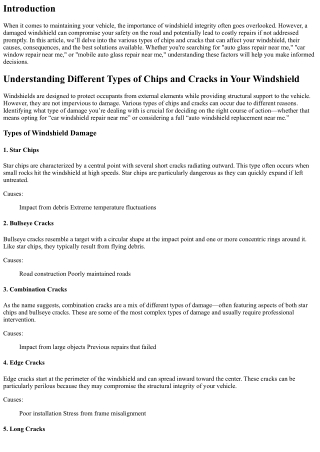 Understanding Different Types of Chips and Cracks in Your Windshield