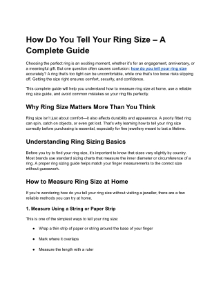 How Do You Tell Your Ring Size – A Complete Guide