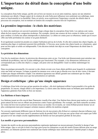 L'importance du détail dans la conception d'une boîte unique.
