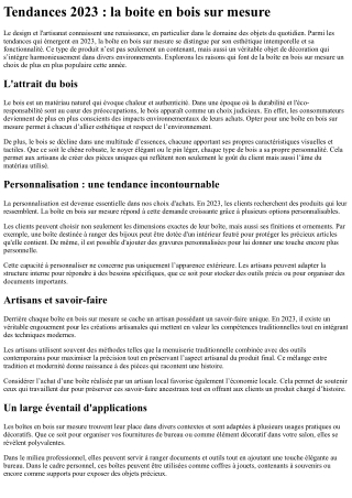 Tendances 2023  la boite en bois sur mesure