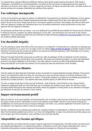 Les avantages d'une boîte en bois sur mesure