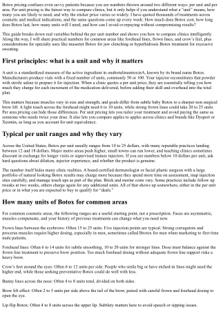 Botox Pricing Per Unit: What Influences Cost and How to Compare