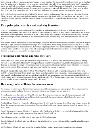 Botox Pricing Per Unit: What Influences Cost and How to Compare