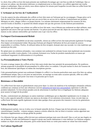 Pourquoi Acheter un Coffret Boisé fait Main ? Les Avantages !