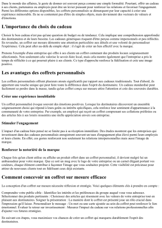 Pourquoi chaque entreprise devrait envisager des cadeaux sous forme de coffrets