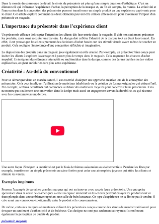 Créativité et Innovation Dans La Conception Des PRESENTOIRS.