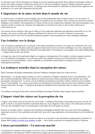 Rencontre entre œnologie et design autour des caisses.