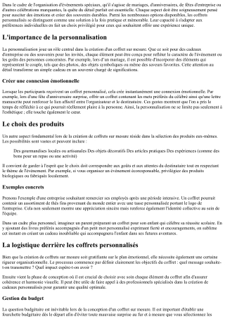 Événements spéciaux : Pourquoi opter pour des coffrets personnalisés ?