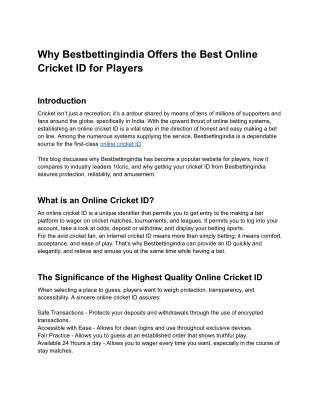 Best Online Cricket ID for Safe & Fast Gaming