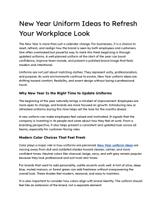 New Year Uniform Ideas to Refresh Your Workplace Look