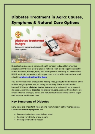Diabetes Treatment in Agra_ Causes, Symptoms & Natural Care Options