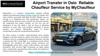 Airport Transfer in Oslo | Reliable Chauffeur Service by MyChauffeur