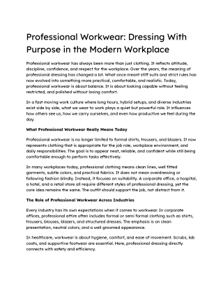 Professional Workwear_ Dressing With Purpose in the Modern Workplace