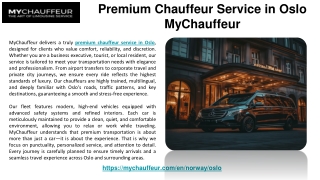 Premium Chauffeur Service in Oslo | MyChauffeur