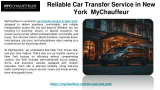 Reliable Car Transfer Service in New York | MyChauffeur