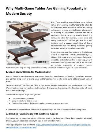 Why Multi-Game Tables Are Gaining Popularity in Modern Society