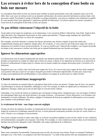 Les erreurs à éviter lors de la conception d'une boite en bois sur mesure