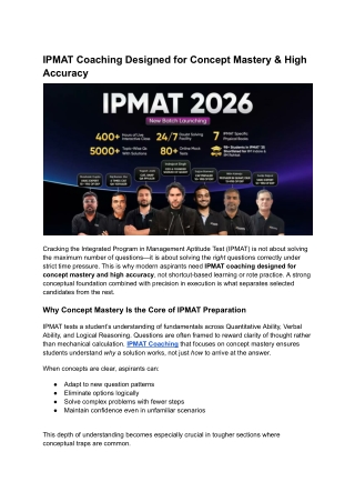 IPMAT Coaching Designed for Concept Mastery & High Accuracy I