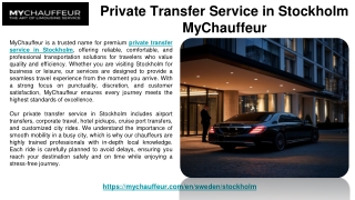 Private Transfer Service in Stockholm | MyChauffeur