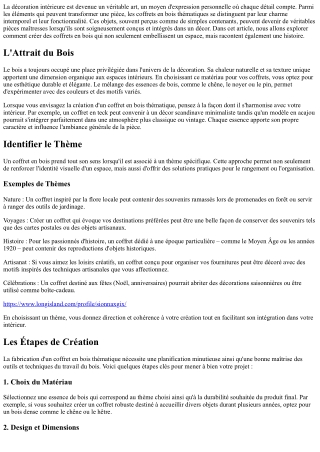 Création de Coffrets Bois Thématiques pour la Décoration intérieure