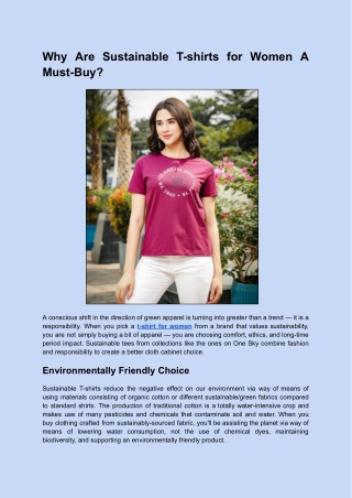 Why Are Sustainable T-shirts for Women A Must-Buy