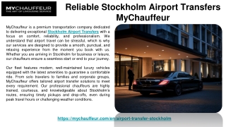 Reliable Stockholm Airport Transfers | MyChauffeur