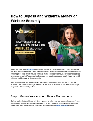 How to Deposit and Withdraw Money on Winbuzz Securely