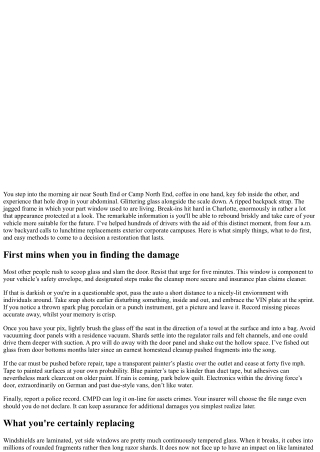 Side Window Replacement Charlotte NC 28244: Break-In Damage Recovery