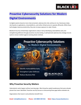 Proactive Cybersecurity Solutions for Modern Digital Environments