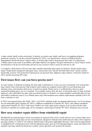 Side Window Repair Charlotte NC 28212: A Quick Guide for Busy Drivers