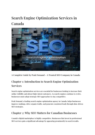 Peak Demand | Search Engine Optimization Agency Canada