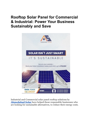 Rooftop Solar Panel for Commercial & Industrial