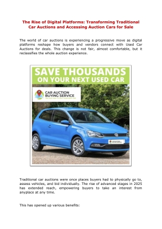 The Rise of Digital Platforms Transforming Traditional Car Auctions and Accessing Auction Cars for Sale