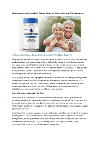 GlucoPeace – Natural Blood Sugar Balance Made Simple