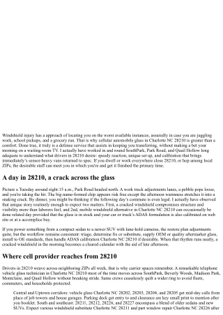 Mobile Auto Glass Charlotte NC 28210: Service Areas and Scheduling