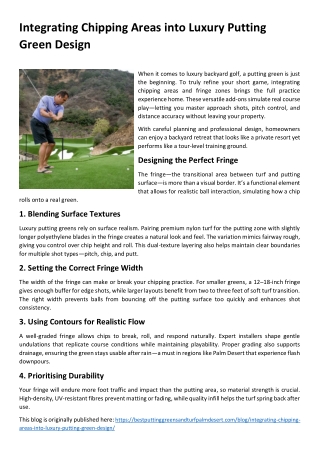 Integrating Chipping Areas into Luxury Putting Green Design