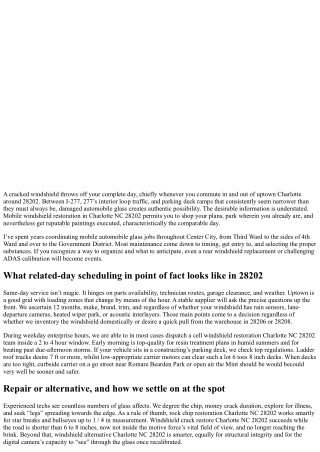 Mobile Windshield Repair Charlotte NC 28202: Same-Day Scheduling