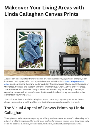 Makeover Your Living Areas with Linda Callaghan Canvas Prints