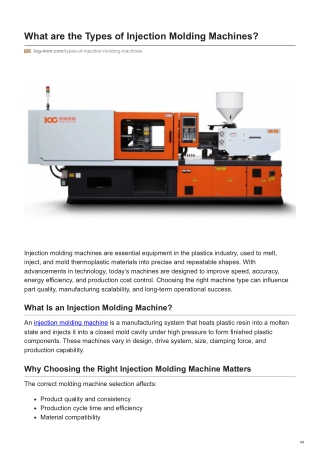 What are the Types of Injection Molding Machines