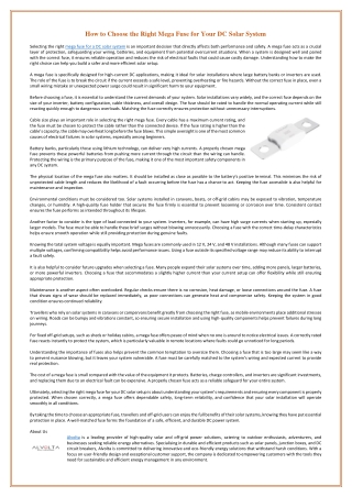 How to Choose the Right Mega Fuse for Your DC Solar System